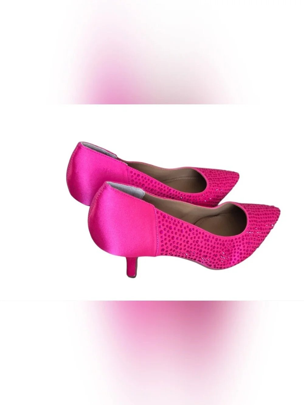 J. Renée Hot Pink Rhinestone Pointed Toe Kitten Heels 10M